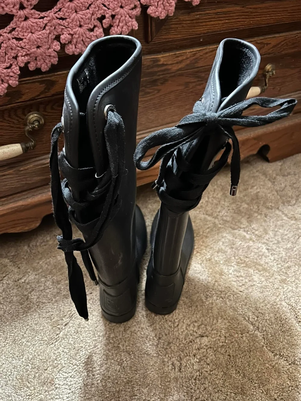 Coach Black Over-the-Knee Lace-Back Women's Boots